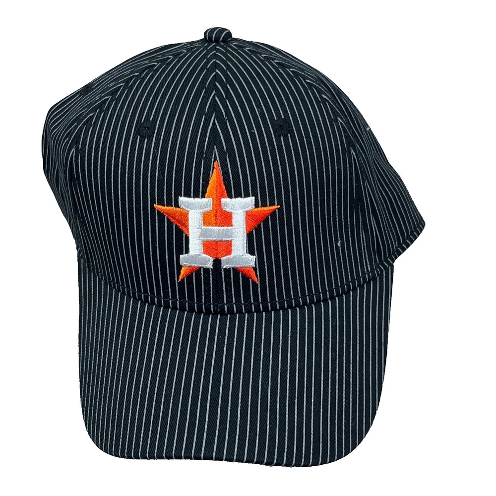 Houston Astros Hat Cap Leather Strap Back Black Pinstripe Stadium Giveaway